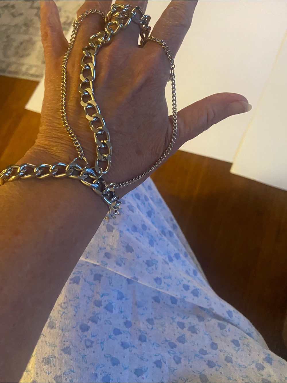 Multi-Strand Silver-Tone Chain Hand Bracelet